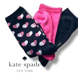 3 Pack Crew Kate Spade Socks Heart Print & Solid Size 4-10